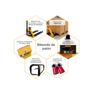 Foto 4 | Patín Hidráulico Con Báscula Integrada Rhino, 2t, Control Remoto, Bapat-2t