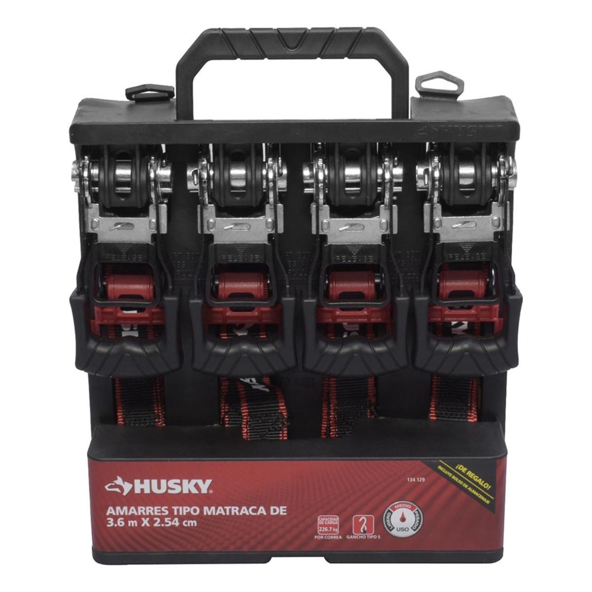 Foto 4 | Amarres Tipo Matraca De 360 X 2.5 Cm 4 Piezas  Husky