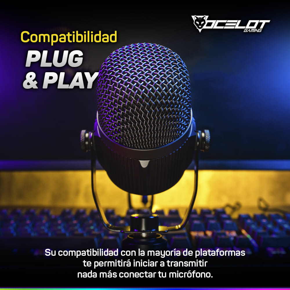 Foto 5 pulgar | Micrófono para Streaming Ocelot Gaming Usb-c con Tripié Ogmic-02 color Negro