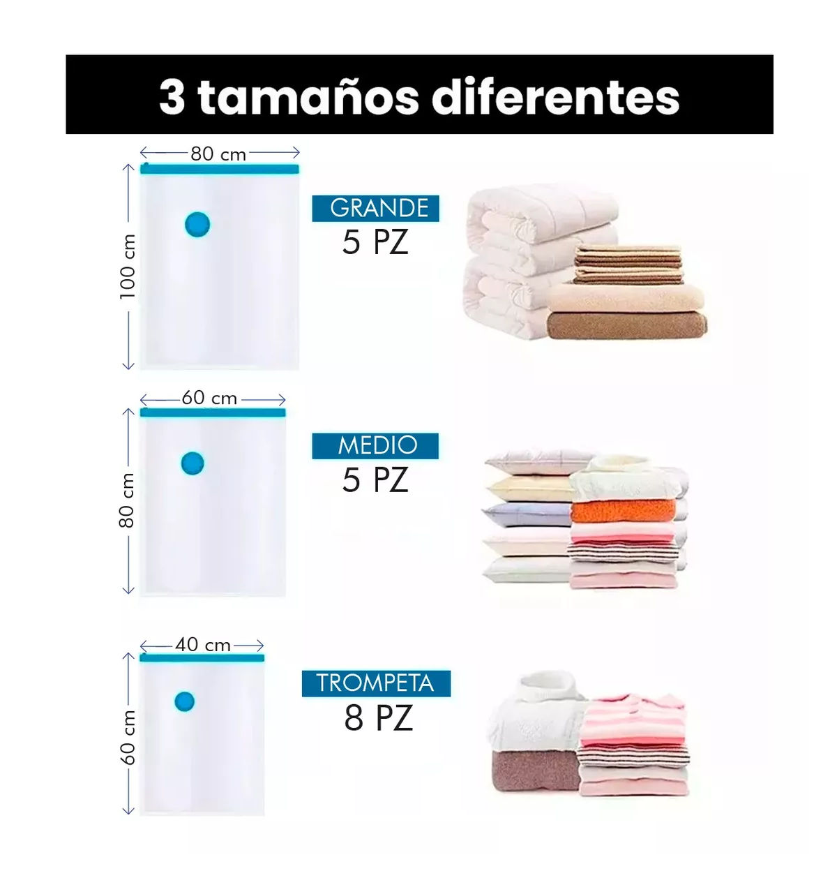 Foto 4 pulgar | Bolsas de Almacenamiento al Vacío Belug color Azul 18 Piezas + Bomba Azul