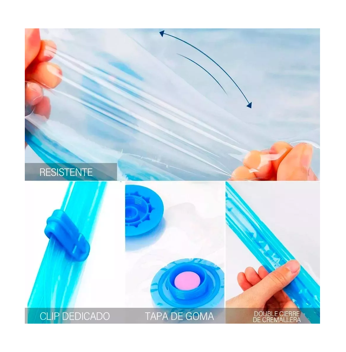 Foto 4 | Bolsas de Almacenamiento al Vacío Belug color Azul 18 Piezas + Bomba Azul