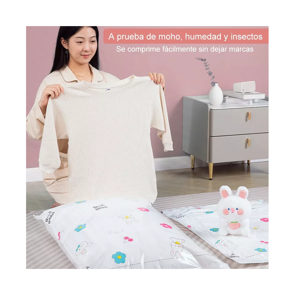 Foto 5 | Bolsa De Vacío Con Bomba Manual Con Bolsa Ropa Interior 12x Pzs, Blanco Dibijos Colores