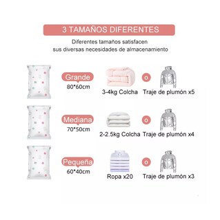 Foto 6 | Bolsa De Vacío Con Bomba Manual Con Bolsa Ropa Interior 12x Pzs, Blanco Dibijos Colores