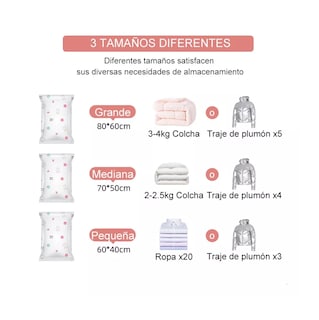 Foto 6 | Bolsa De Vacío Con Bomba Manual Con Bolsa Ropa Interior 12x Pzs, Blanco Dibijos Colores