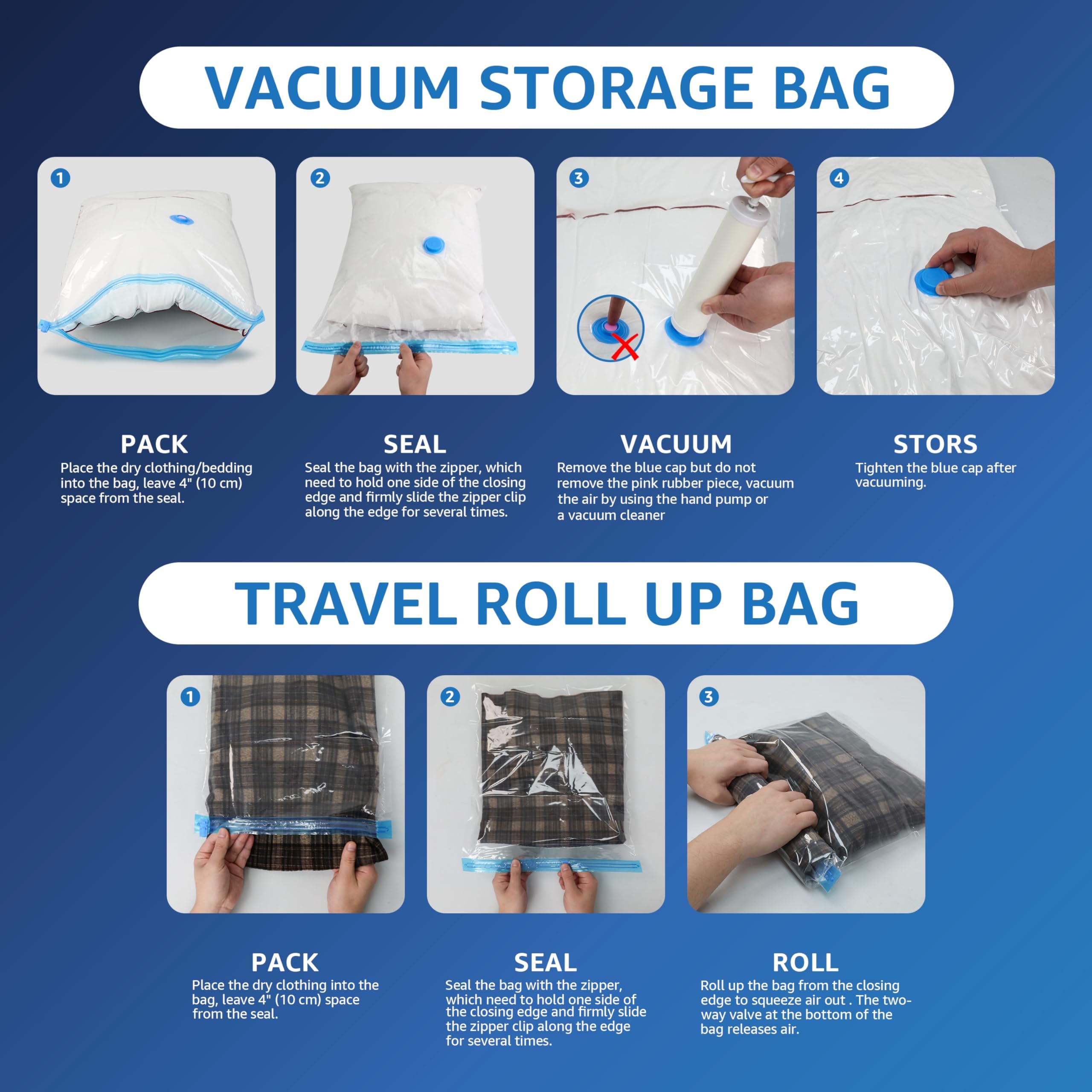 Foto 7 | Bolsas De Almacenamiento Al Vacío Simple Deluxe 10 Jumbo Con Bomba Manual - Venta Internacional.