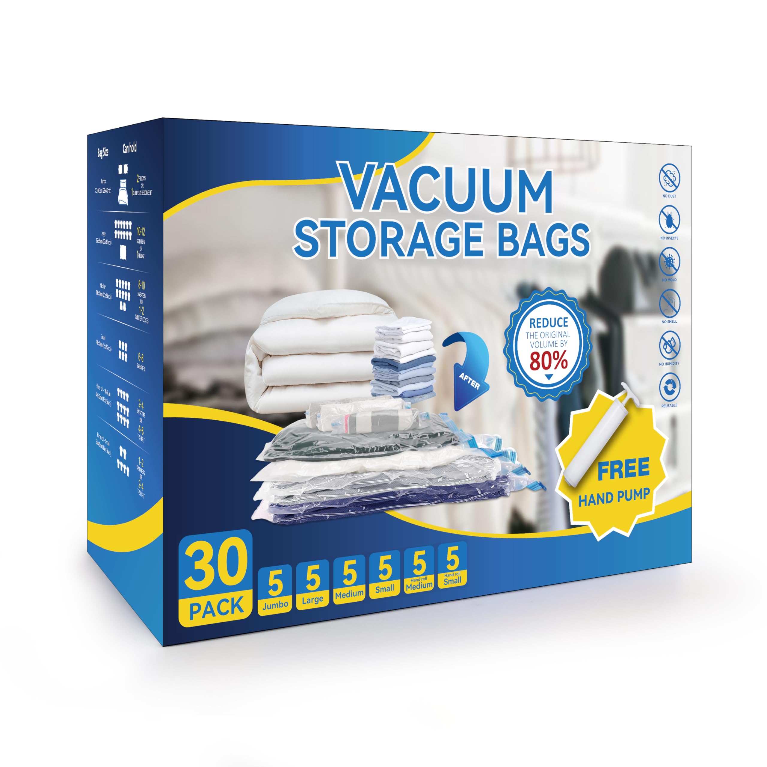 Foto 2 pulgar | Bolsas De Almacenamiento Al Vacío Simple Deluxe, Paquete De 30 Con Bomba Manual - Venta Internacional.