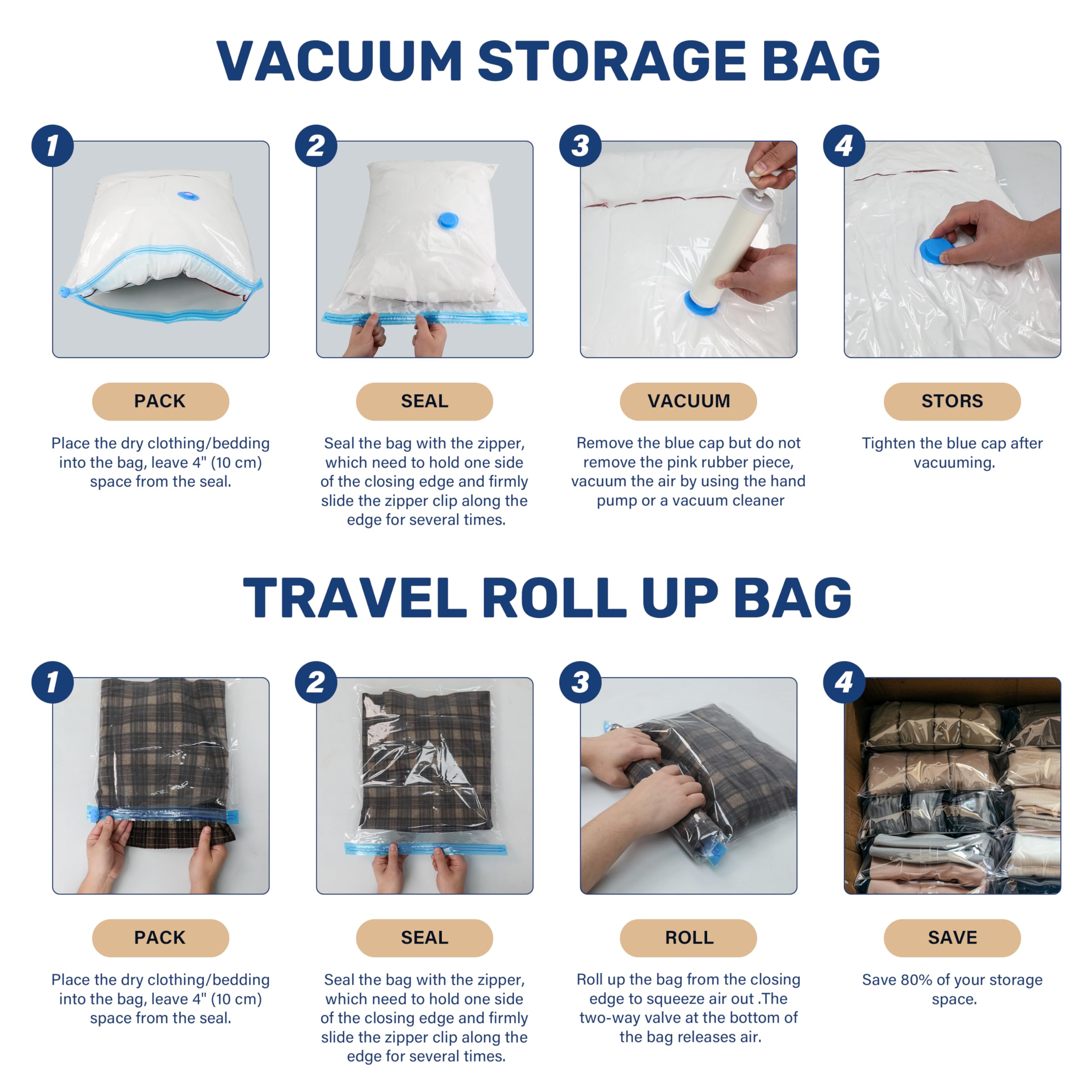 Foto 6 pulgar | Bolsas De Almacenamiento Al Vacío Simple Deluxe, Paquete De 30 Con Bomba Manual - Venta Internacional.