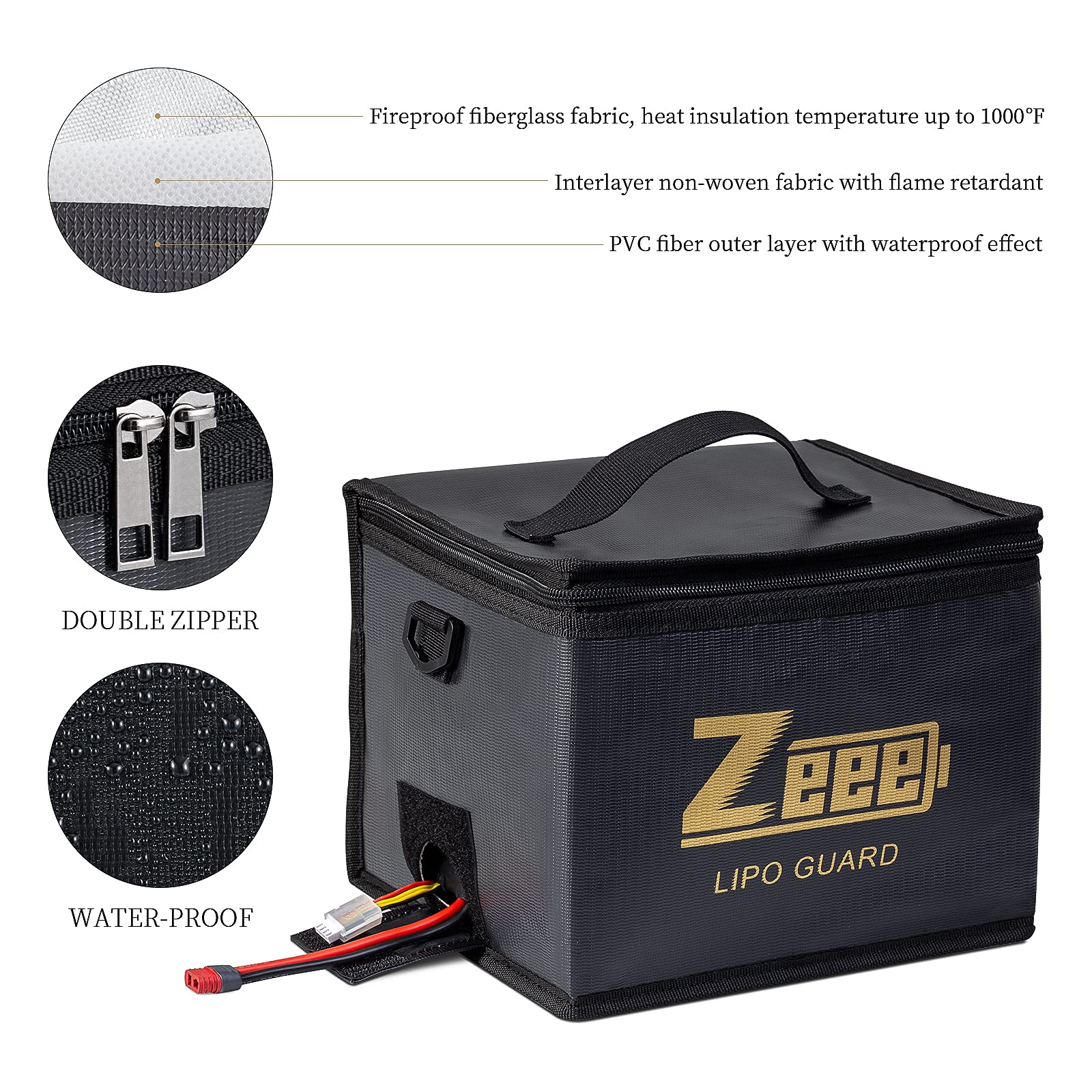 Foto 4 pulgar | Bolsa Segura Para Baterías Zeee Lipo, Protector De Almacenamiento Ignífugo (paquete De 2) - Venta Internacional.