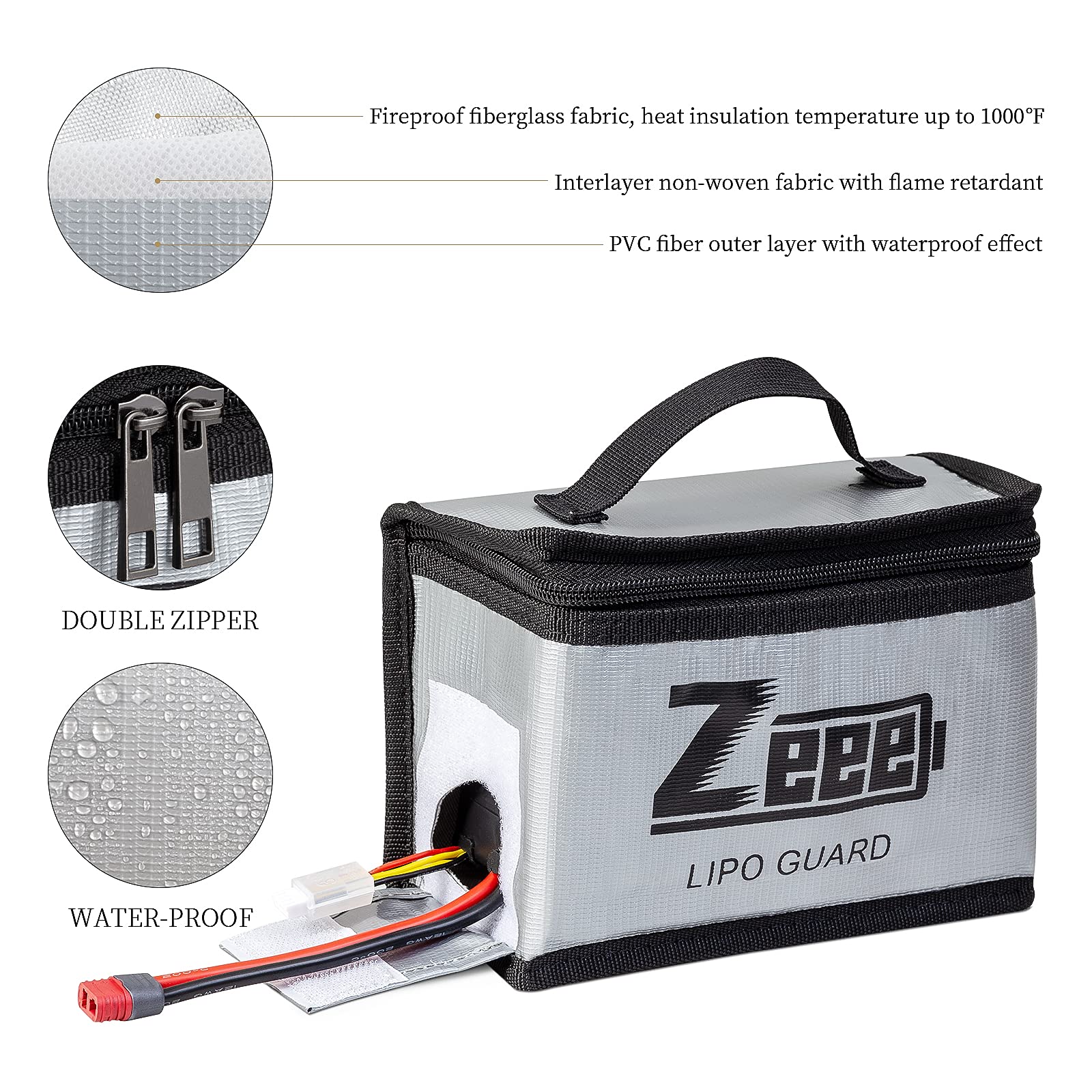 Foto 5 pulgar | Bolsa Segura Para Baterías Zeee Lipo, Protector De Almacenamiento Ignífugo (paquete De 2) - Venta Internacional.