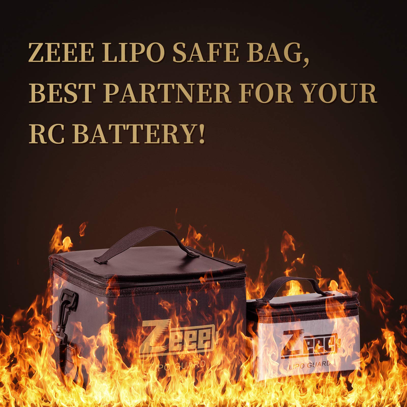 Foto 7 pulgar | Bolsa Segura Para Baterías Zeee Lipo, Protector De Almacenamiento Ignífugo (paquete De 2) - Venta Internacional.