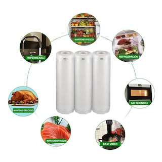 Foto 2 | Kit 6 Rollos Bolsas Alimentos Sellado Al Vacío Eo Safe Imports Esi-19843 Transparente