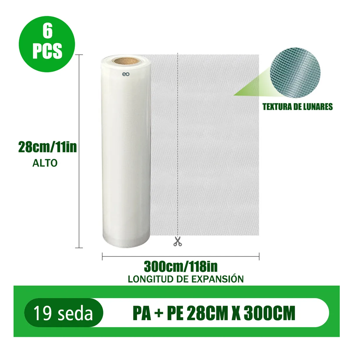 Foto 4 pulgar | Kit 6 Rollos Bolsas Alimentos Sellado Al Vacío Eo Safe Imports Esi-19843 Transparente