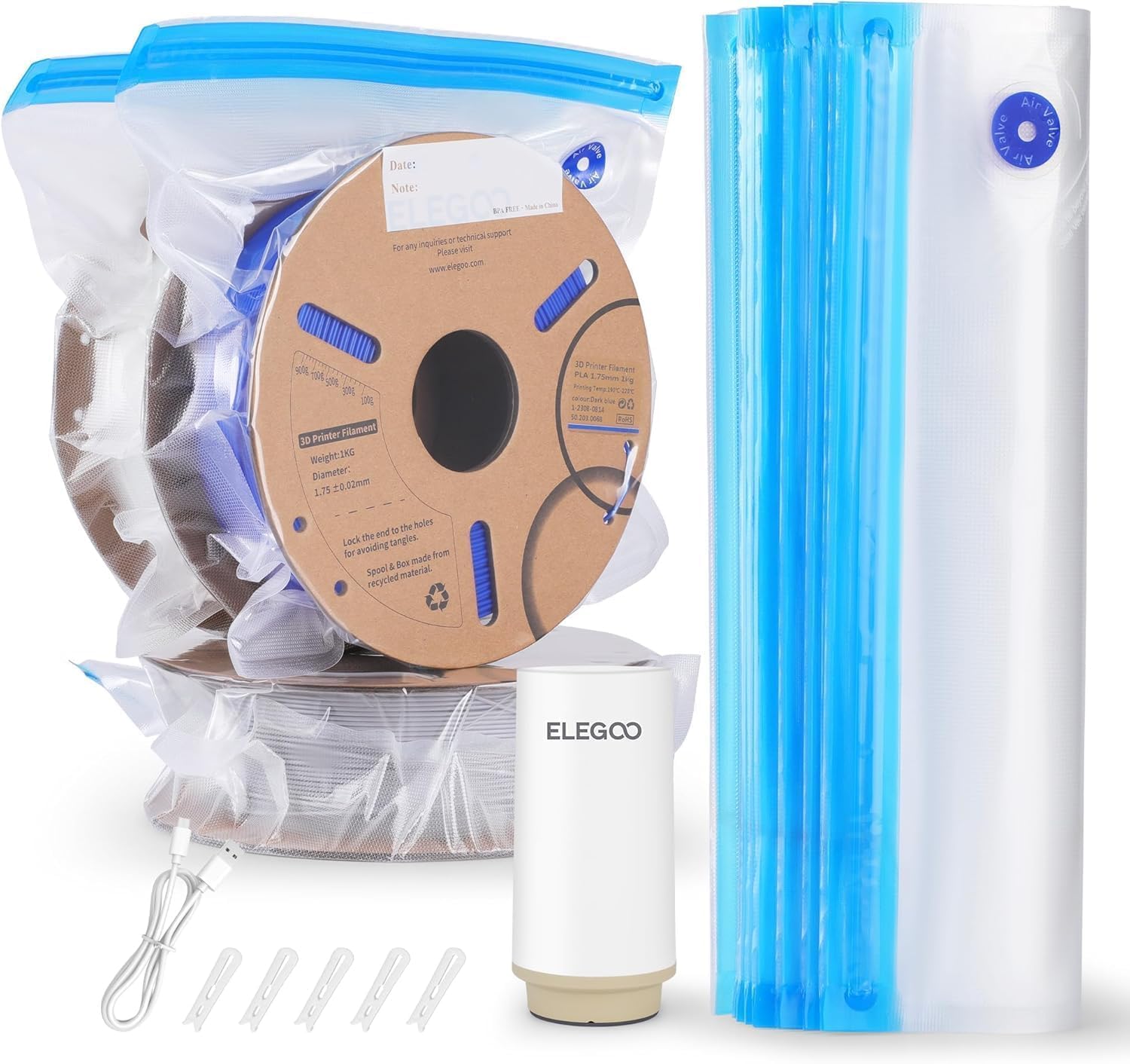 Foto 2 pulgar | Kit De Bolsas De Almacenamiento De Filamentos Elegoo Con Bomba Eléctrica, 30 Bolsas - Venta Internacional.