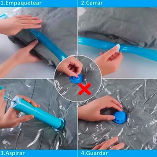 Foto 4 | Bolsas Almacenamiento Al Vacío 18 Pzs Ropa Y Edredón+ Bomba Lab.g Azul