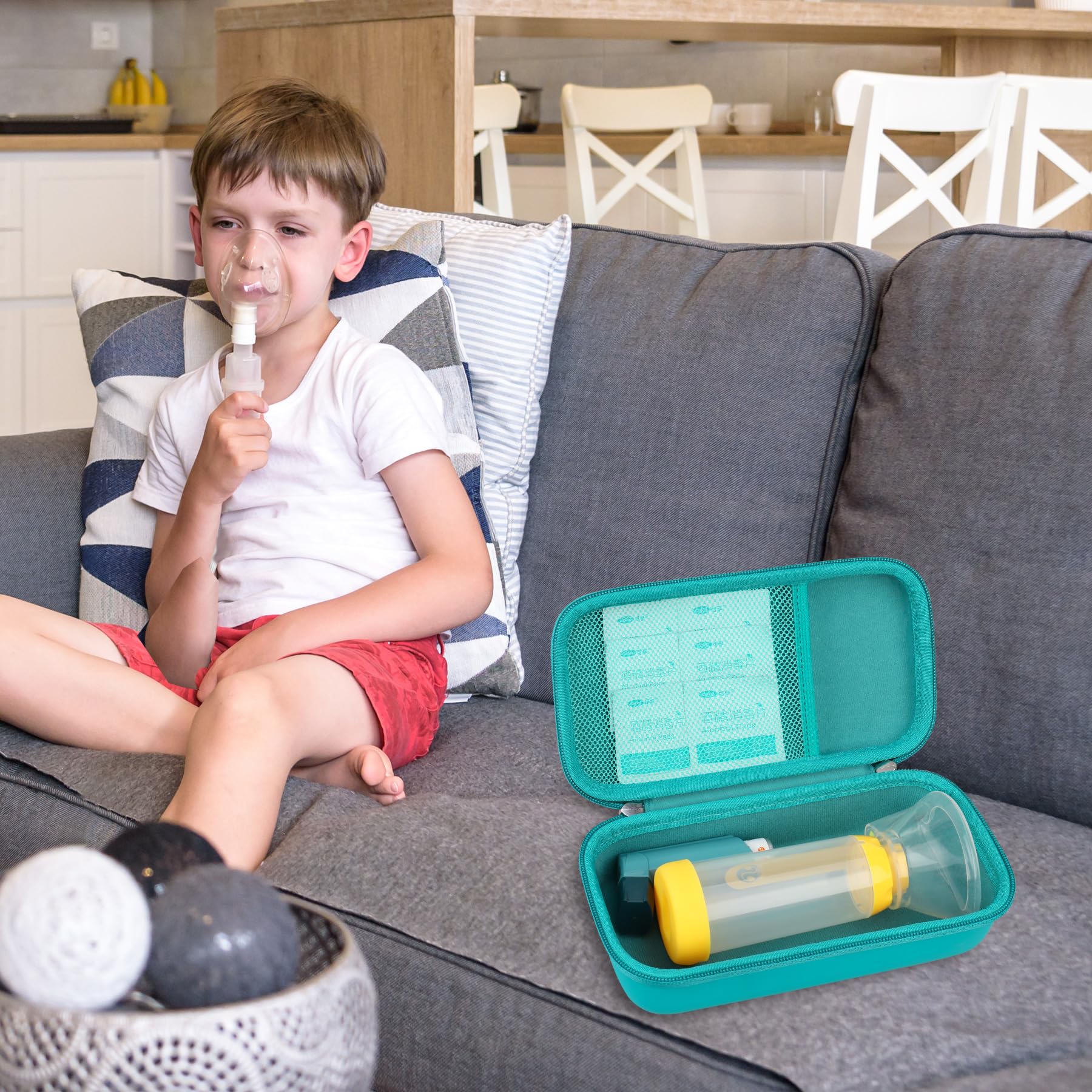 Foto 7 | Maleta De Viaje Bovke Para Inhalador Spacer Para Asma  Color Turquesa - Venta Internacional.