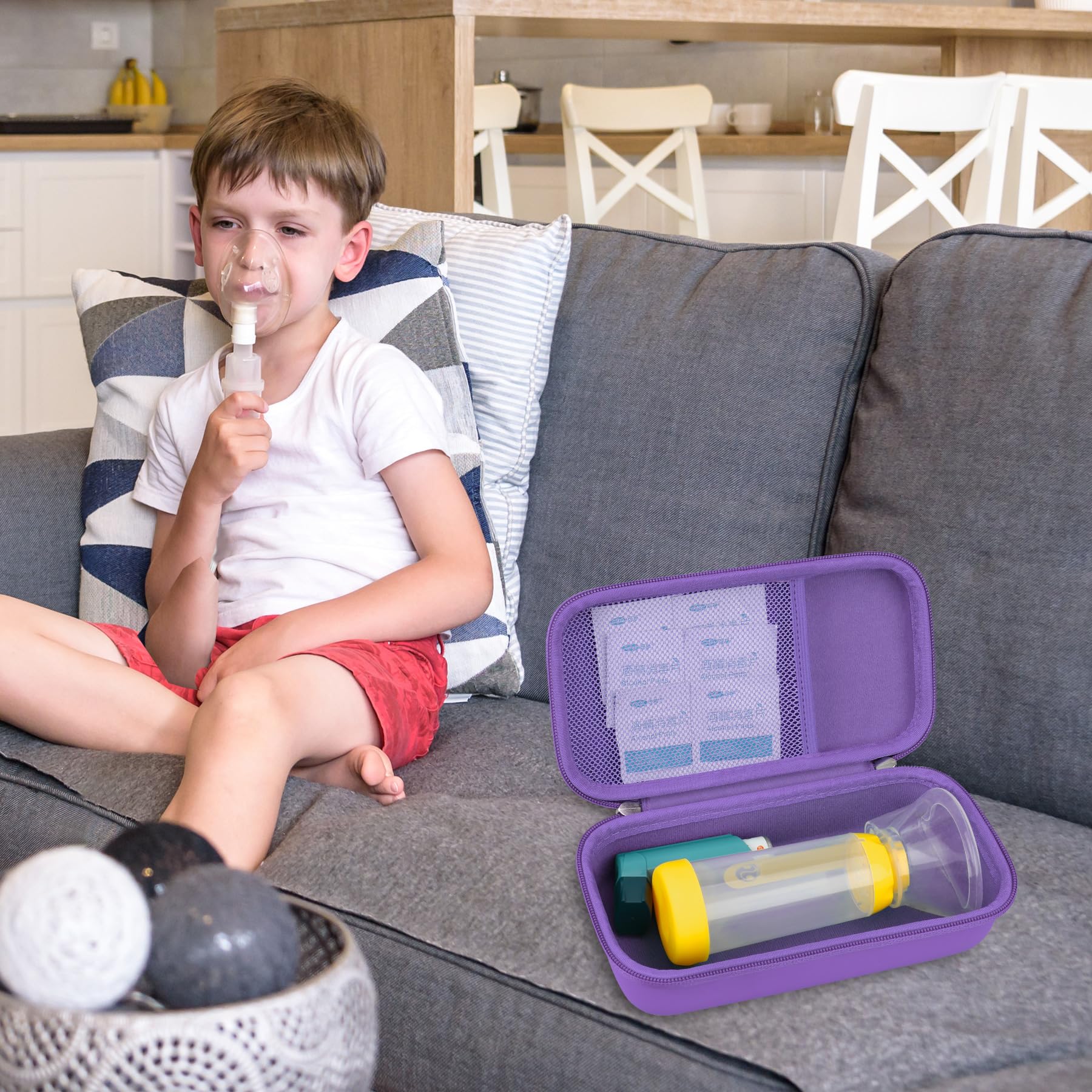 Foto 7 | Maleta De Viaje Bovke Para Inhalador Spacer Para Asma  Color Morado - Venta Internacional.