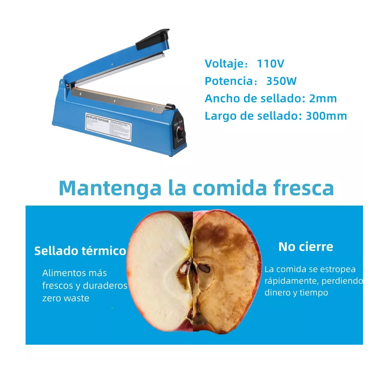 Foto 4 pulgar | Maquina Selladora Térmica Manual de Bolsa Plástica 30 Cm Belug color Azul