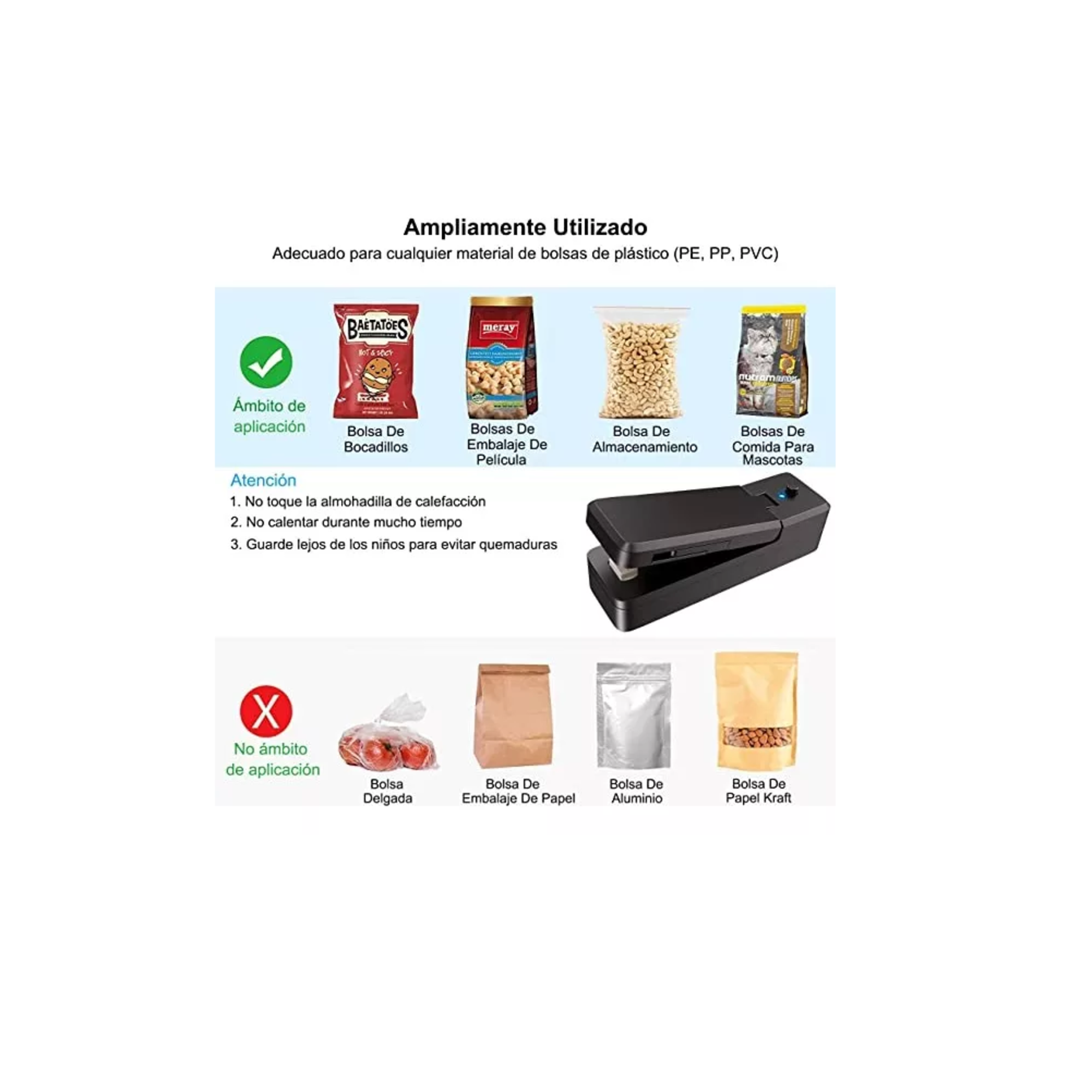 Foto 4 pulgar | Mini Máquina Selladora  de Bolsas Plásticas Negro
