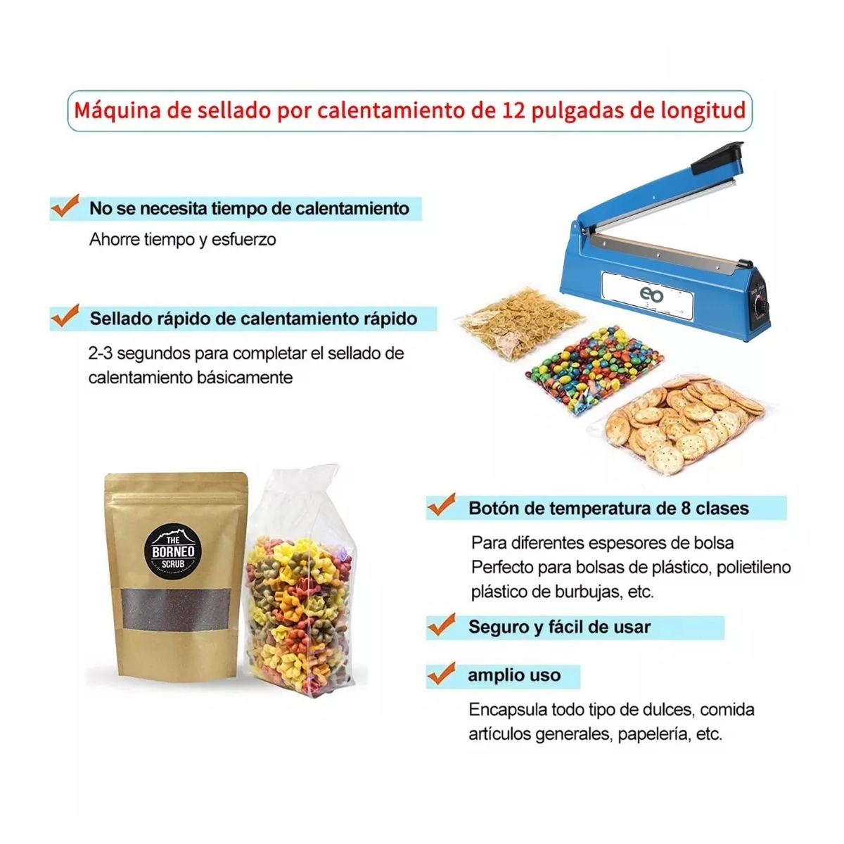 Foto 3 pulgar | Maquina Térmica Selladora De Bolsas De Plástico De 30 Cm Eo Safe Imports Esi-9380-1 Azul