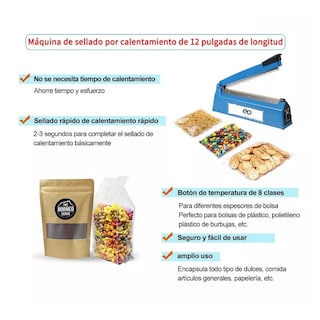 Foto 2 | Maquina Térmica Selladora De Bolsas De Plástico De 30 Cm Eo Safe Imports Esi-9380-1 Azul