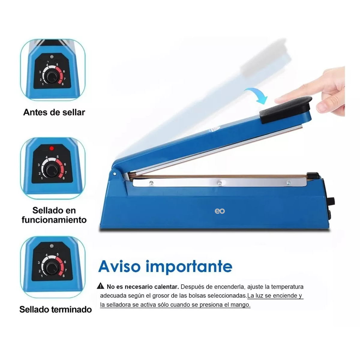 Foto 4 pulgar | Maquina Térmica Selladora De Bolsas De Plástico De 30 Cm Eo Safe Imports Esi-9380-1 Azul