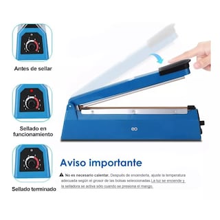Foto 3 | Maquina Térmica Selladora De Bolsas De Plástico De 30 Cm Eo Safe Imports Esi-9380-1 Azul