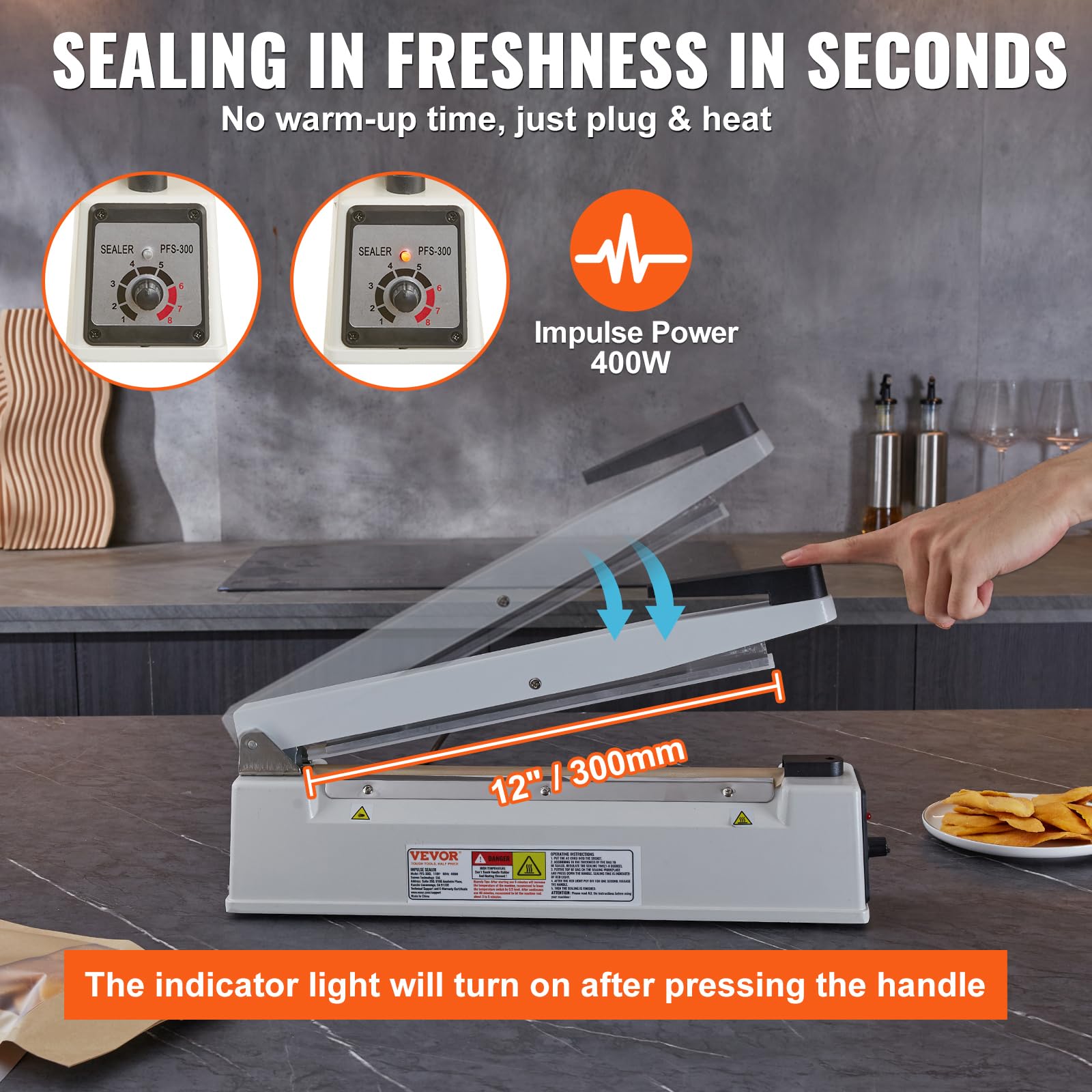 Foto 4 pulgar | Máquina Manual De Termosellado Impulse Sealer Vevor De 30 Cm - Venta Internacional.