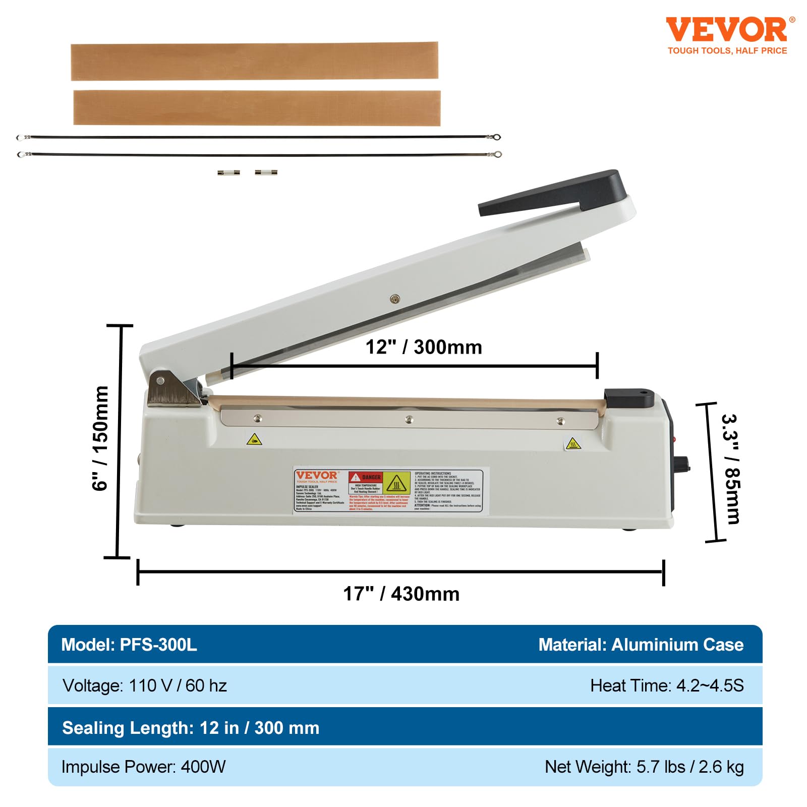 Foto 7 | Máquina Manual De Termosellado Impulse Sealer Vevor De 30 Cm - Venta Internacional.
