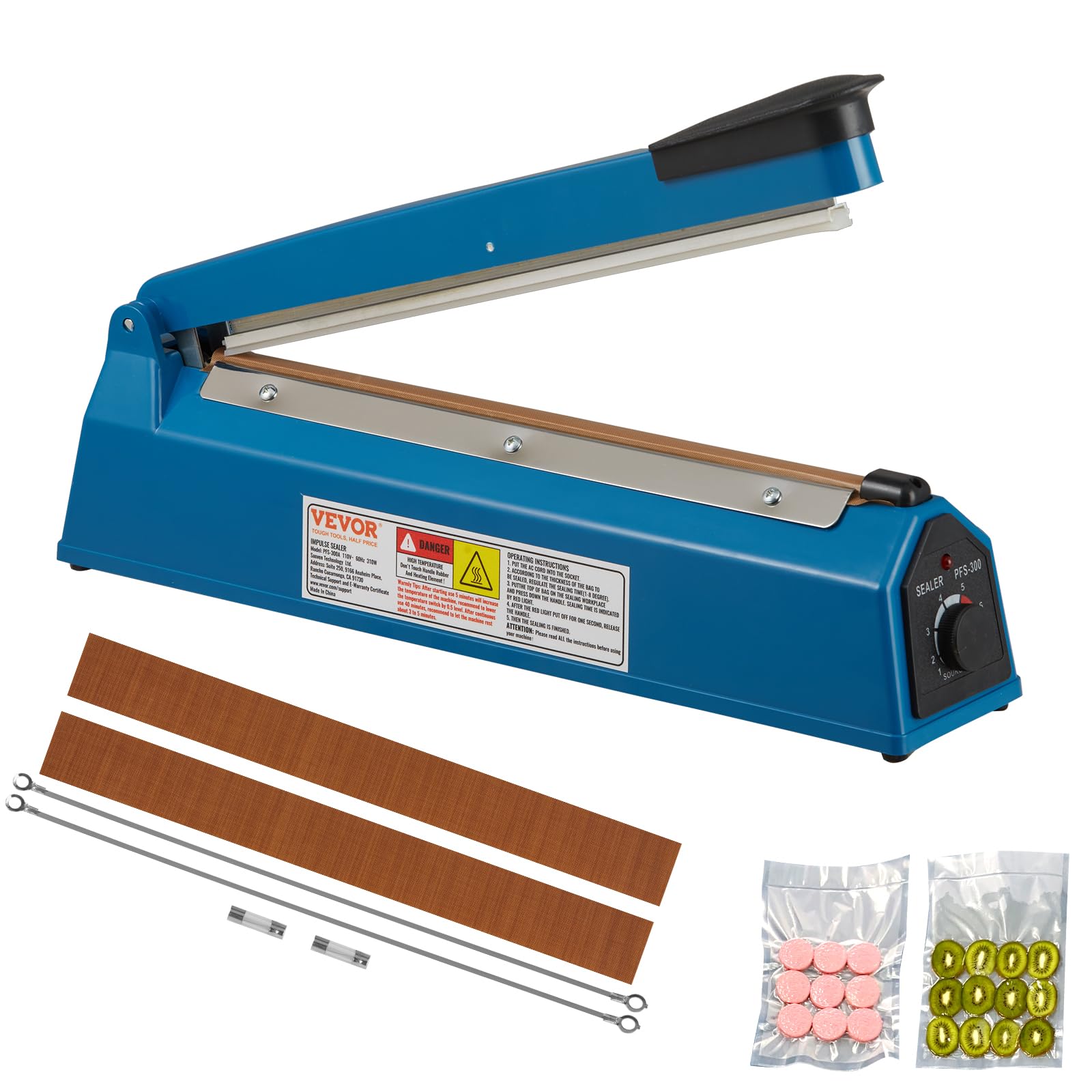 Máquina Manual De Sellado Térmico Impulse Sealer Vevor De 30 Cm, Azul - Venta Internacional.