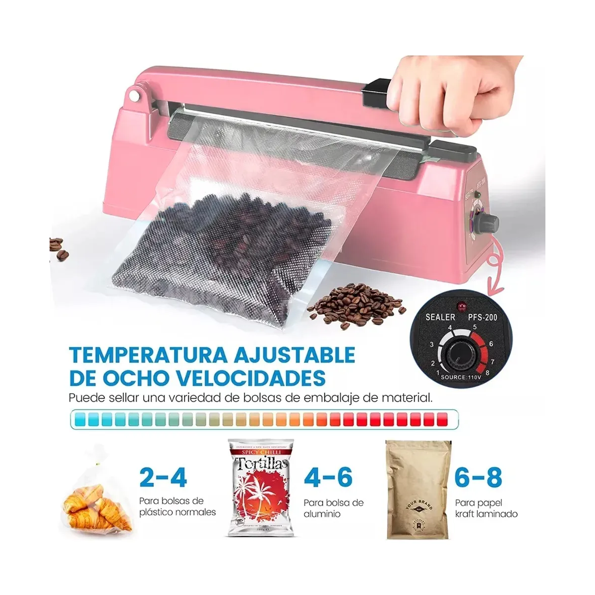 Foto 3 pulgar | Máquina De Selladora Térmico De Bolsas De Plástico Eo Safe Imports Esi-19820 Rosa