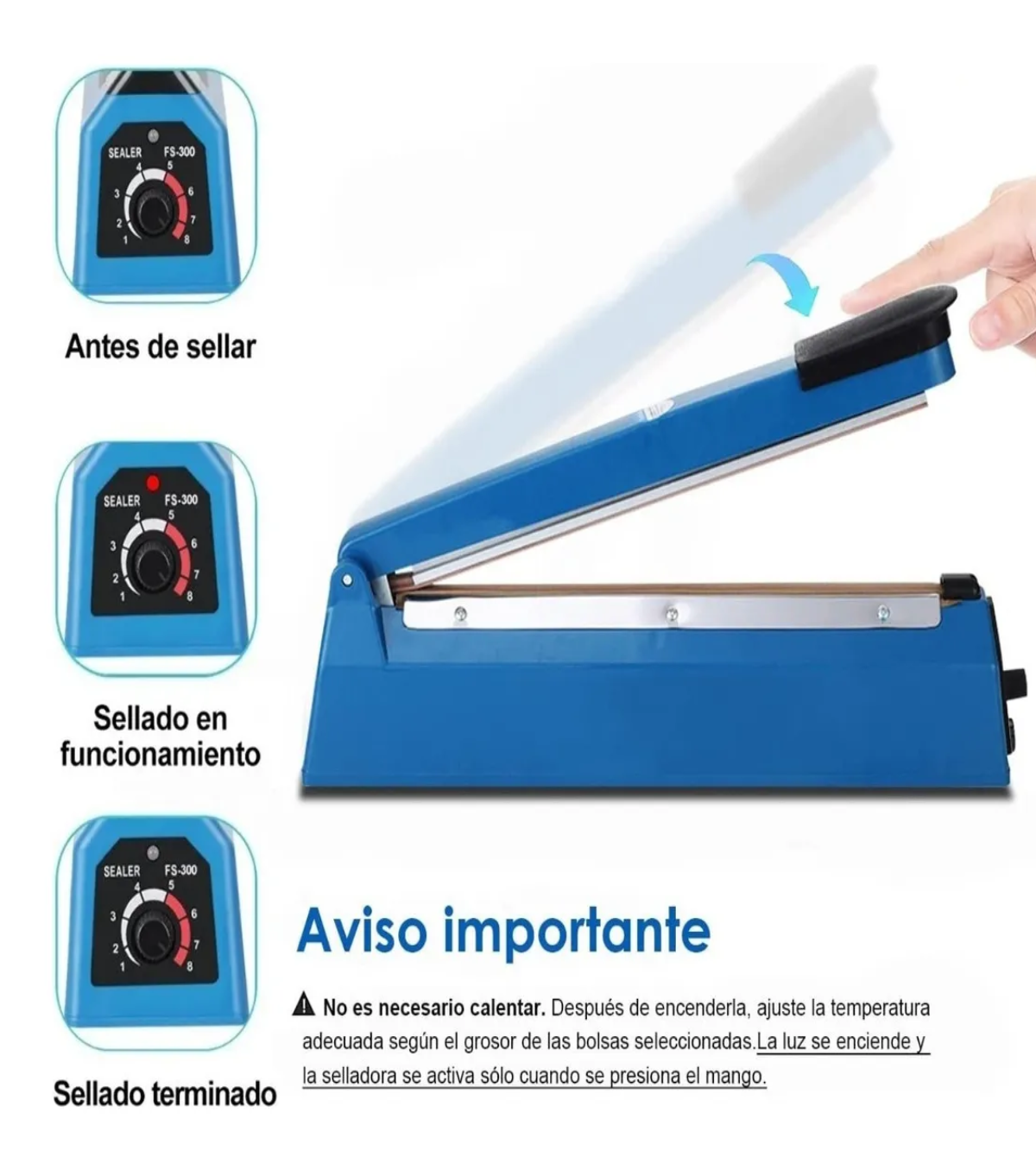 Foto 5 pulgar | Maquina Selladora Térmica Manual De Bolsa Plástica 30cm Lab.g Azul
