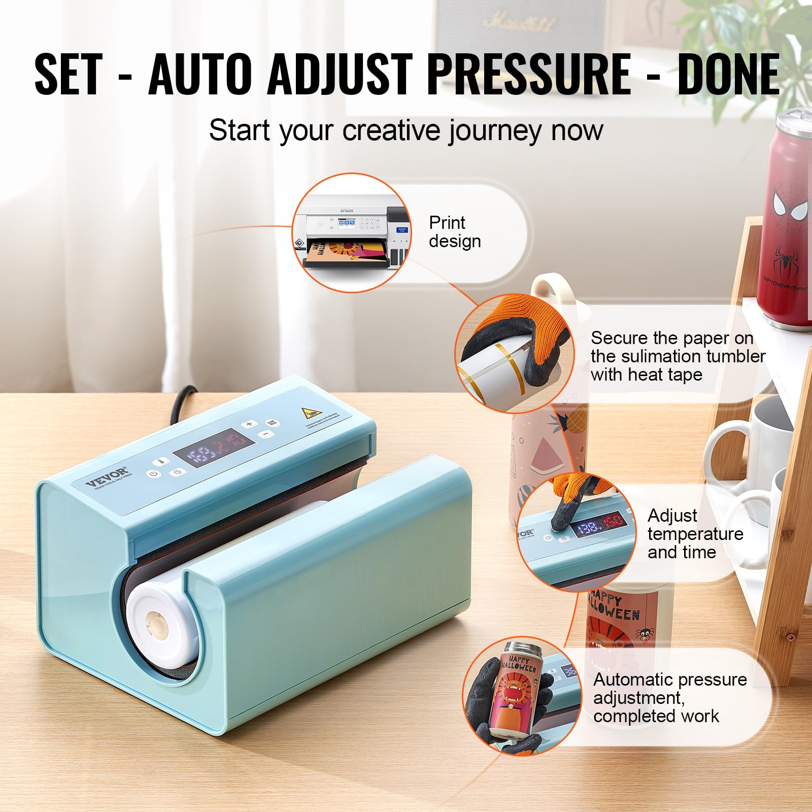 Foto 6 pulgar | Máquina Automática De Prensado Térmico Vevor Para Tazas De 325-900 Ml - Venta Internacional.