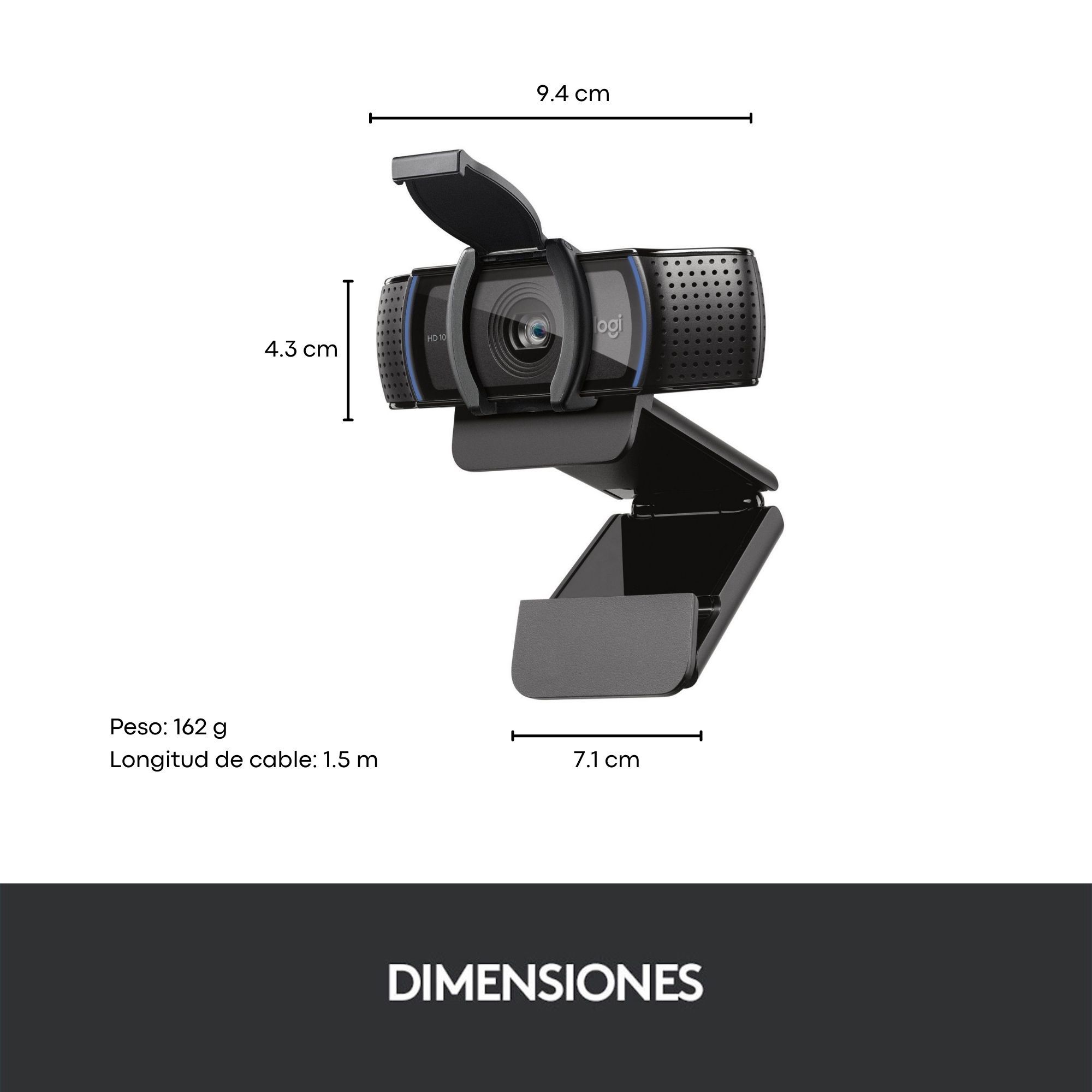 Foto 8 pulgar | Webcam Logitech C920s Negro Panorámica 1080P Micrófono Usb 2.0