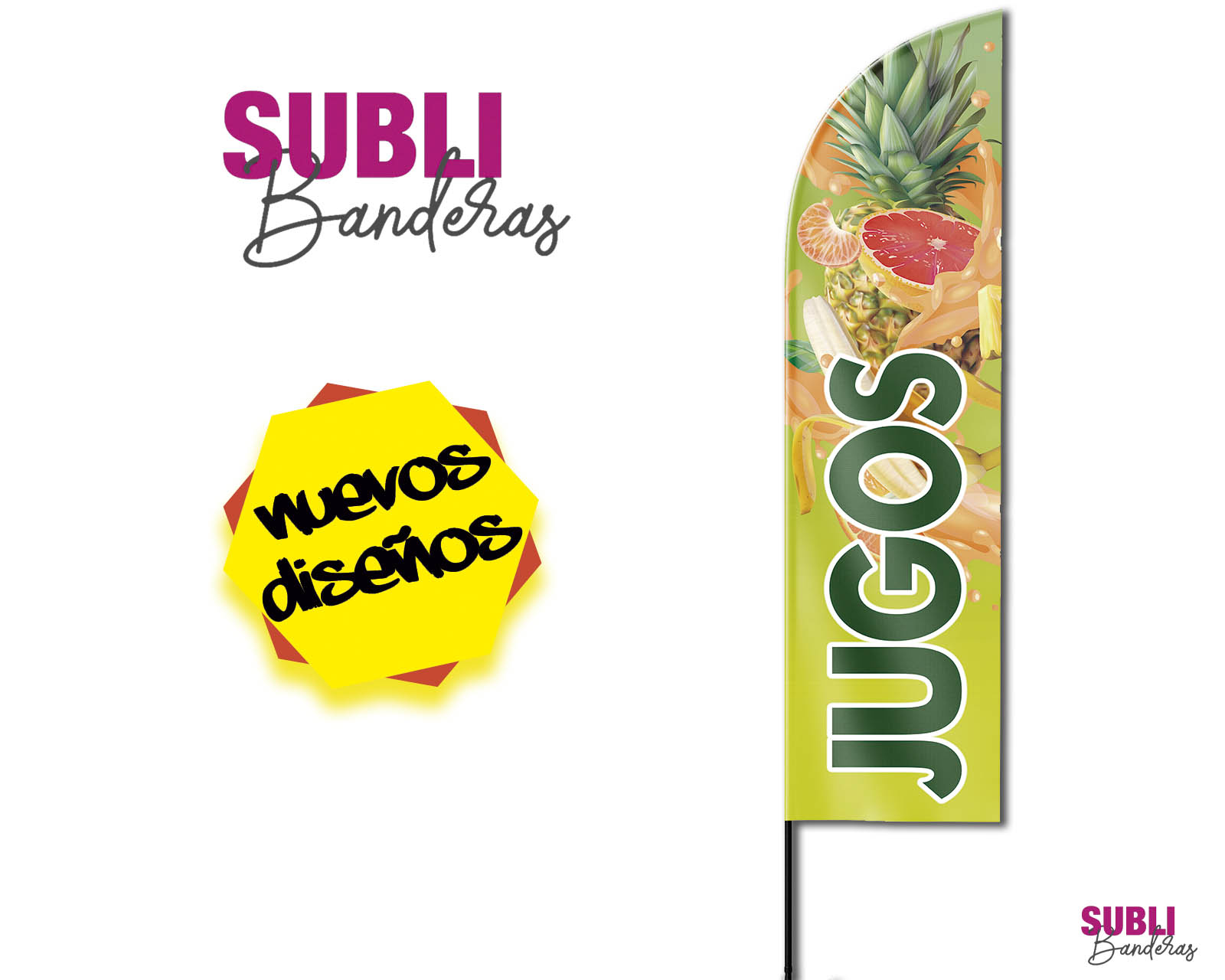 Foto 3 pulgar | Bandera para Venta de Jugos Naturales Sublibanderas Multicolor