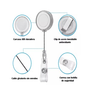 Foto 3 | Portacredenciales, Gafetes e Indentificaciones Belug Retráctil 30 Piezas Blanco Transparente