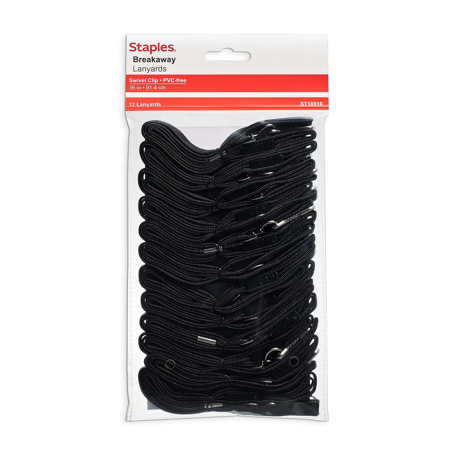 Foto 3 pulgar | Lanyards Staples Breakaway De Nailon Negro, 36 Pulgadas, 36 Unidades, Caja - Venta Internacional.