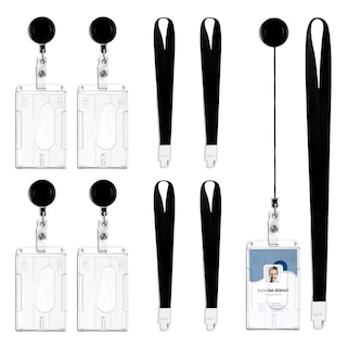 Foto 1 | Portagafete Yoyo Porta Credenciales Lanyard Vertical 5 Pcs Negro/transparente