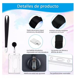 Foto 3 | Portagafete Yoyo Porta Credenciales Lanyard Vertical 5 Pcs Negro/transparente