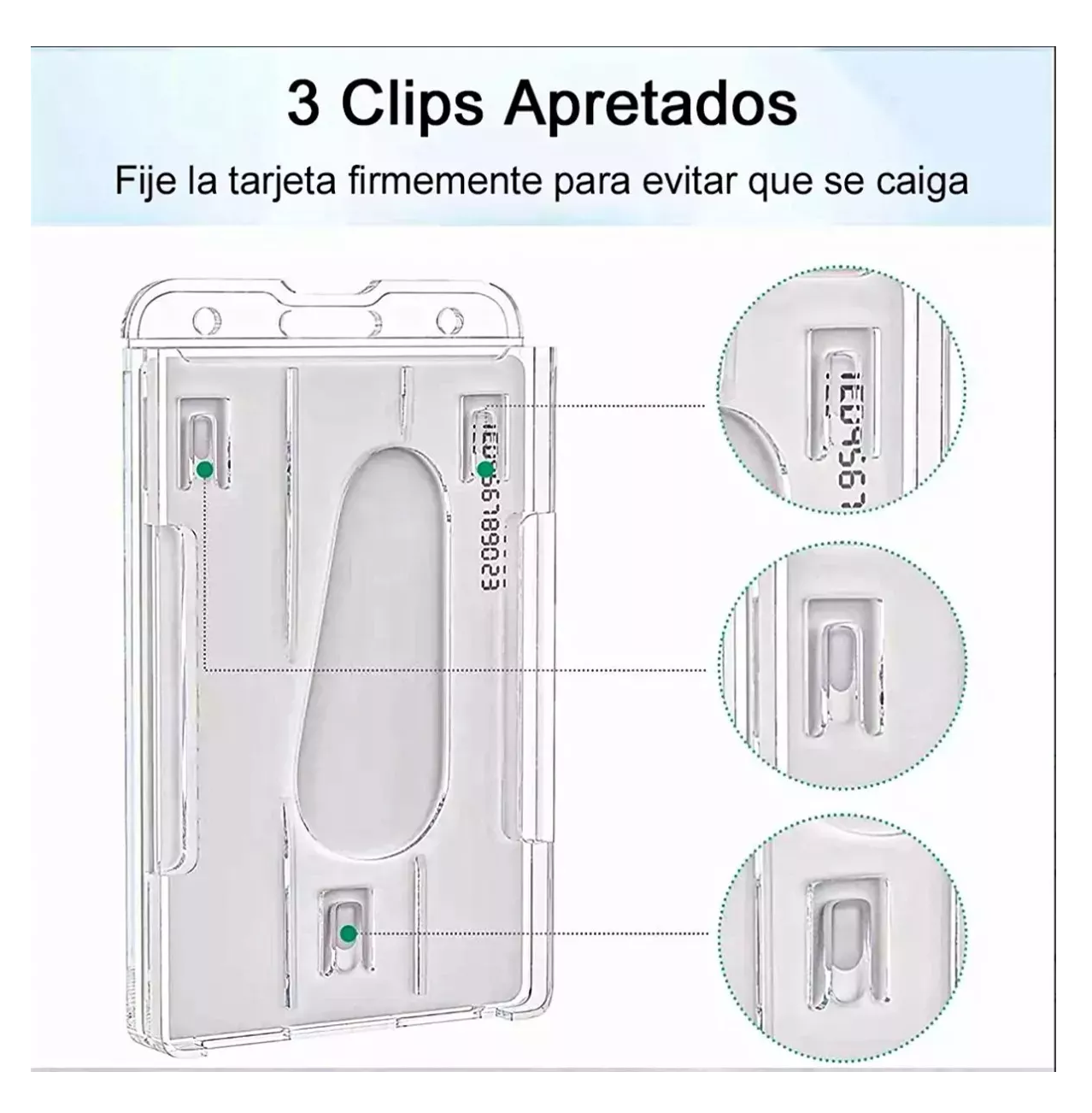 Foto 6 pulgar | Portagafete Yoyo Porta Credenciales Lanyard Vertical 5 Pcs Negro/transparente