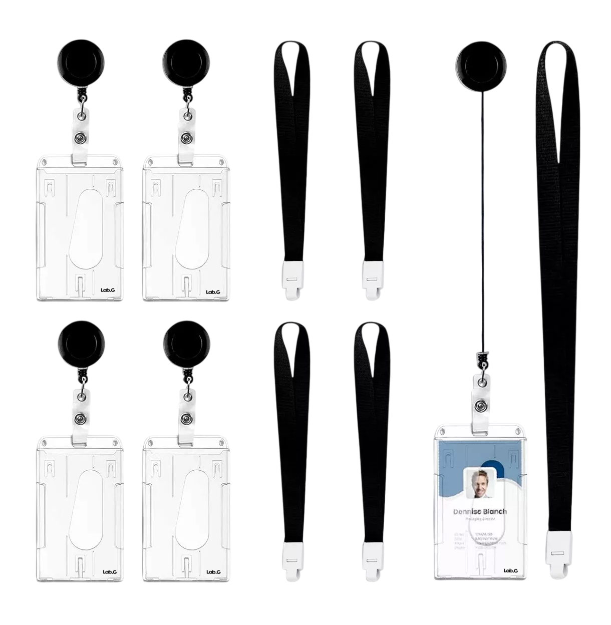 Foto 2 pulgar | Portagafete Yoyo Porta Credenciales Vertical 5 Pcs Negro/transparente