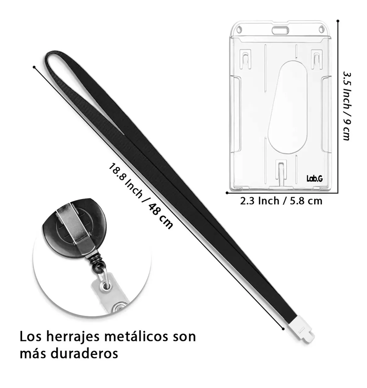 Foto 3 pulgar | Portagafete Yoyo Porta Credenciales Vertical 5 Pcs Negro/transparente