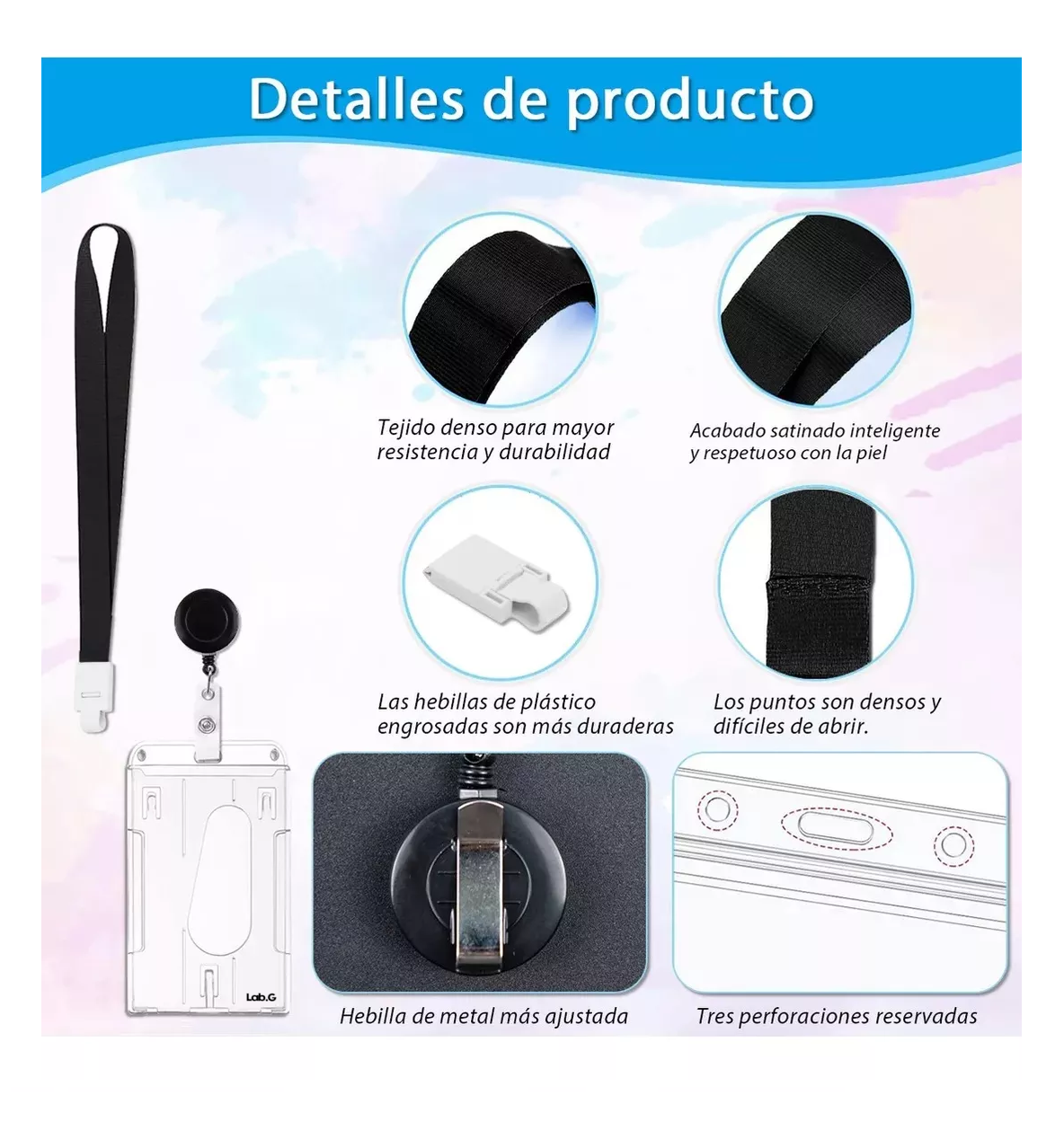 Foto 4 pulgar | Portagafete Yoyo Porta Credenciales Vertical 5 Pcs Negro/transparente