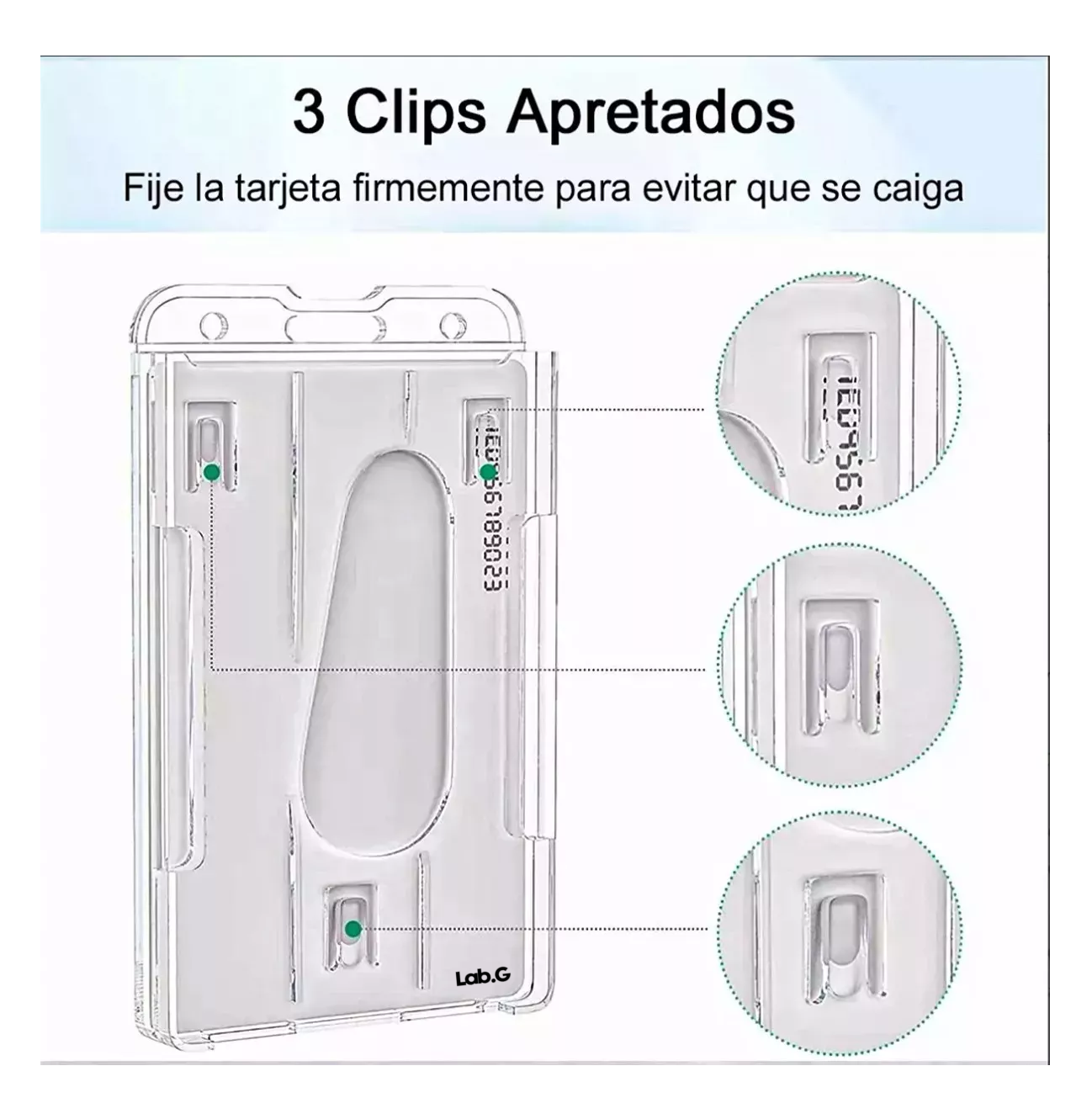 Foto 6 pulgar | Portagafete Yoyo Porta Credenciales Vertical 5 Pcs Negro/transparente