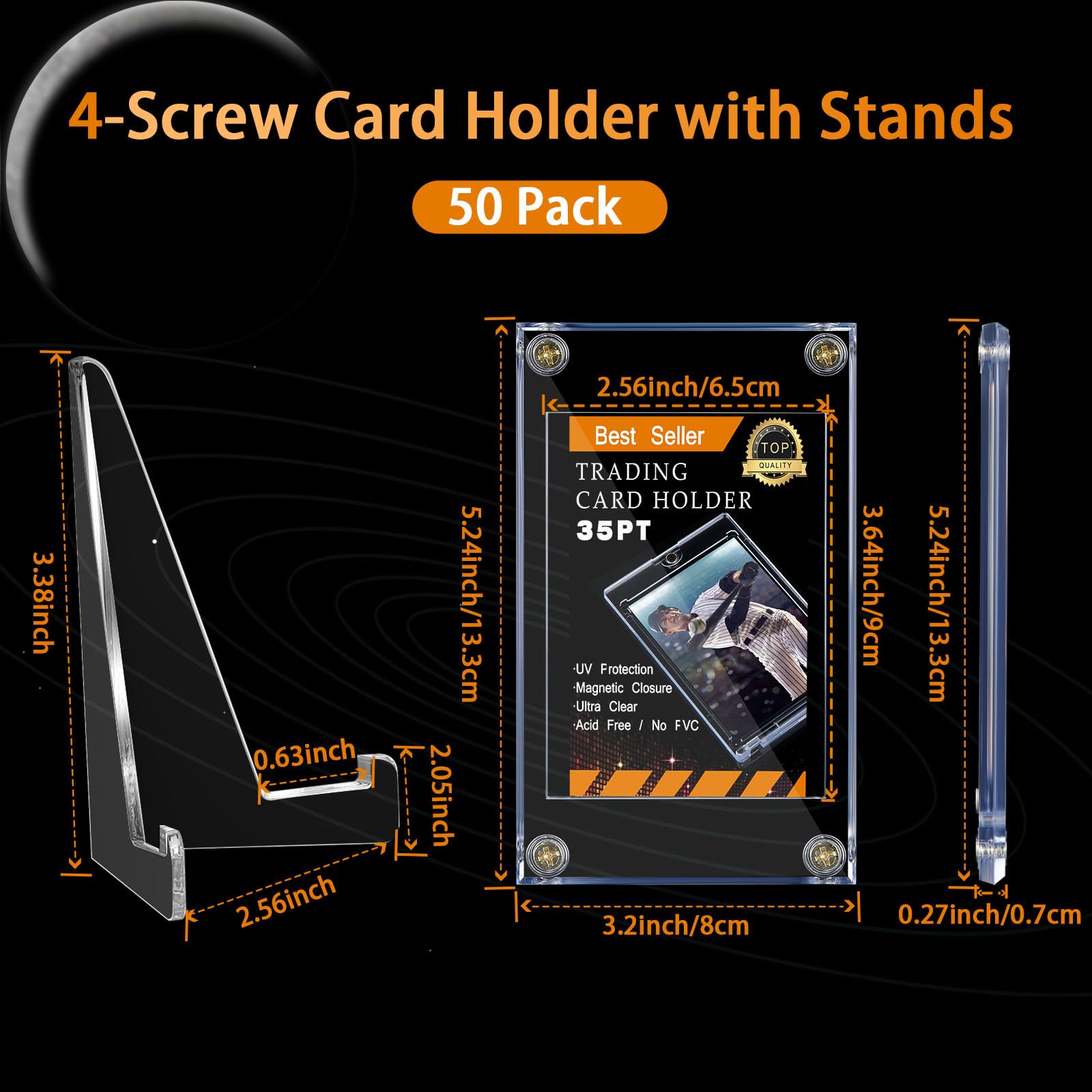 Foto 3 pulgar | Tornillo Protector Para Tarjetas Coleccionables Con Soporte De Exhibición Acrílico 35pt - Venta Internacional.