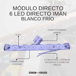 Foto 4 | 5 Módulos 6 Led Directo Iluminación Con Imán Blanco Frío