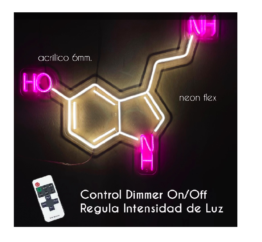 Foto 4 pulgar | Letrero Neón Decogaleria Molécula Serotonina con Control Acrílico Grueso