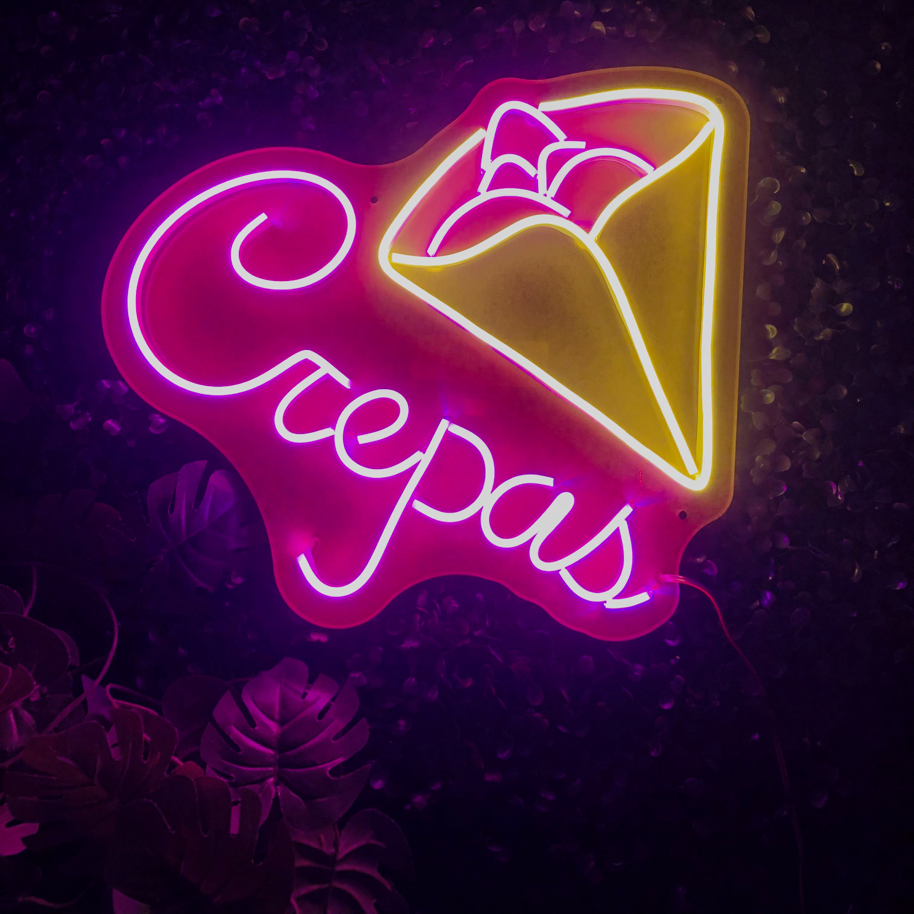 Foto 2 | Letrero Led Neón Crepas Personalizado 39x40cm Luz Rosa