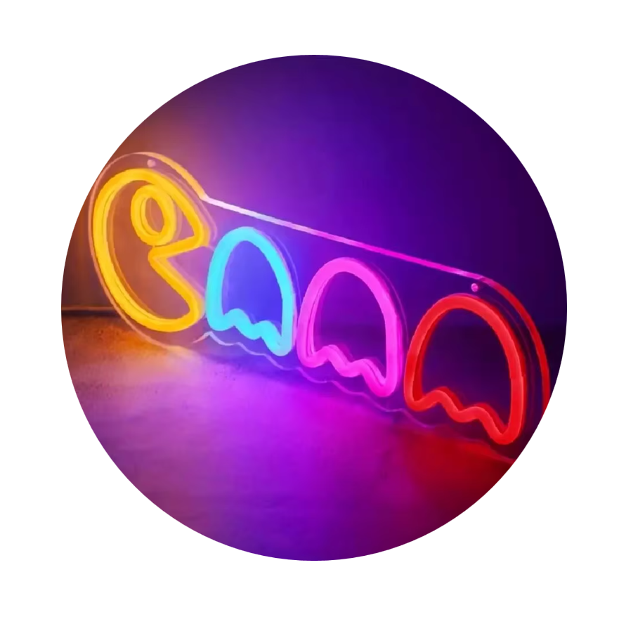 Letrero de Neón Pac-Man con Fantasmas para Decoración 40 cm