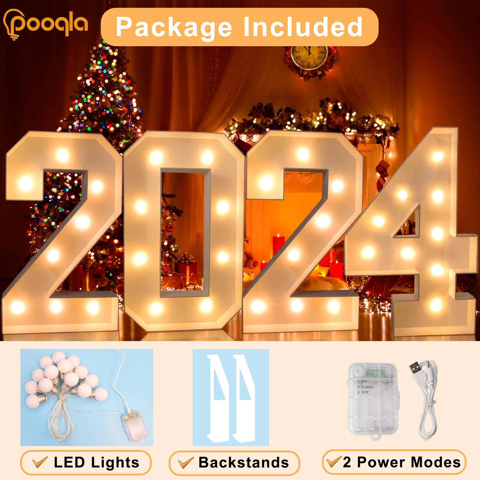Foto 4 pulgar | Marquee Number Pooqla, Luz Led De 3 Pies, Luz Blanca Cálida, Número 2 - Venta Internacional.