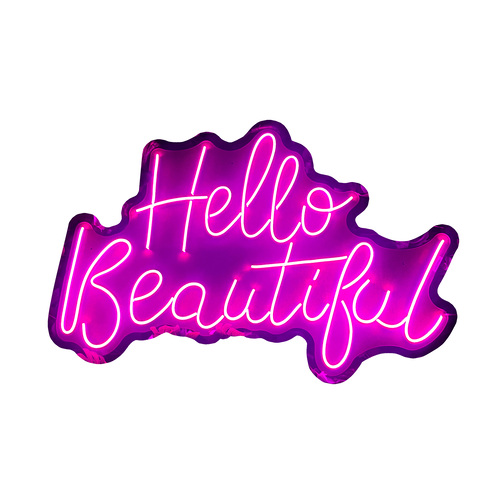 Letreros Neón Led Anuncios Hello Beautiful Luminoso Decorativo